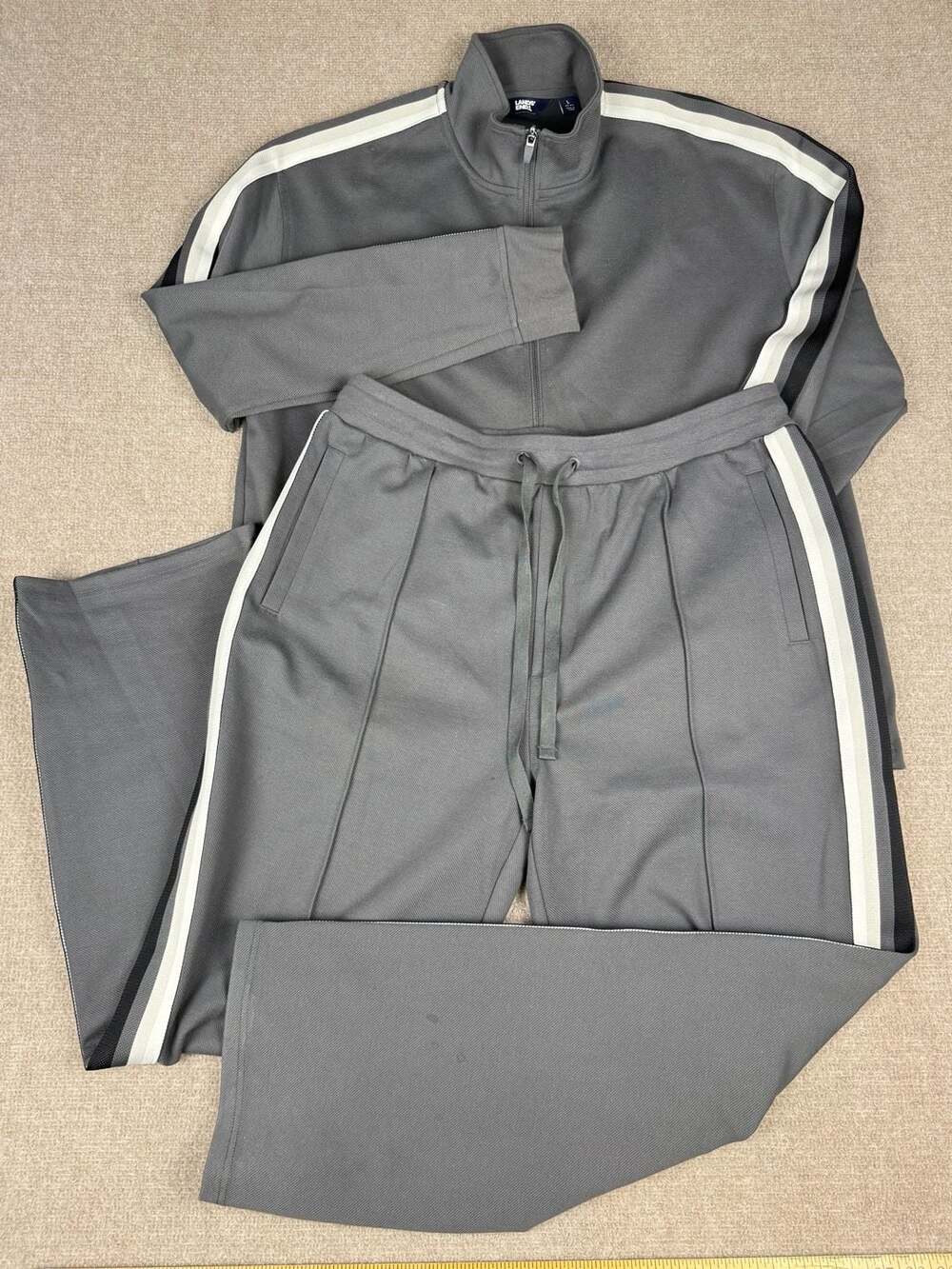 Lands' End Gray Track Jacket and Pants Two-Piece Set